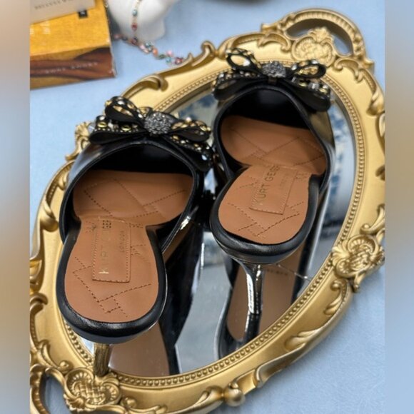 🆕 KURT GEIGER LONDON 🧿 NWOB Belgravia Stud Bow Mule Heel, Black - Sz 37 US 7 - Picture 13 of 15